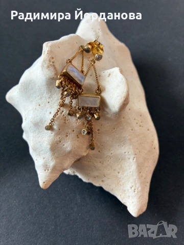 Обеци с лунен камък, снимка 3 - Обеци - 54163176