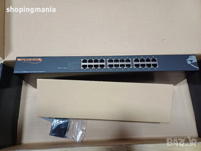 НОВ Switch PEABIRD Switch 24 Ports 10/100 Суитч 24 портов, снимка 5 - Суичове - 46923558