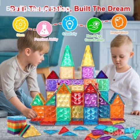 Нови Магнитни блокчета за конструиране - 68 части за деца играчка подарък, снимка 5 - Образователни игри - 46431395