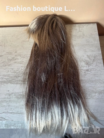 Перука с бретон в сребристо сив цвят с бели връхчета ❤️, снимка 10 - Аксесоари за коса - 53005840