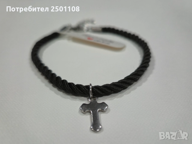 Мъжка гривна със стоманено кръстче