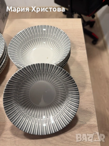 Комплект чинии 24 части с геометричен дизайн – Елегантност за всяка трапеза, снимка 3 - Чинии - 53638938