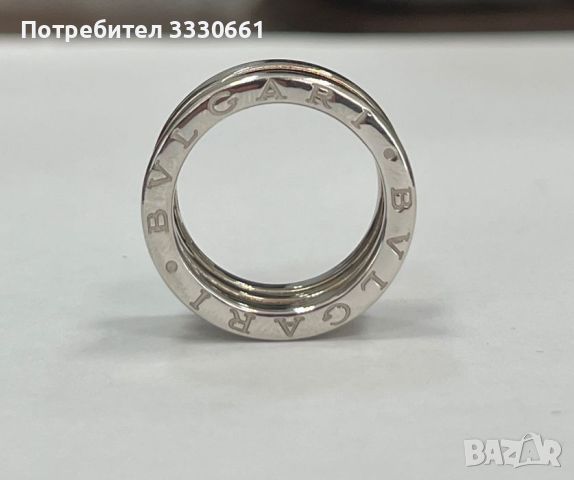 100 % оригинален златен пръстен Bvlgari - бяло злато, снимка 1 - Пръстени - 45825749