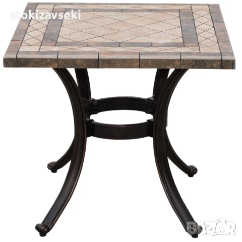 Градинска маса с керамичен плот, 55*55*51 см