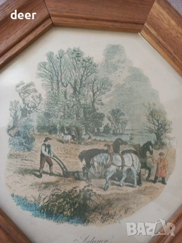 Старинна  картина  с дървена рамка, снимка 2 - Картини - 50891489