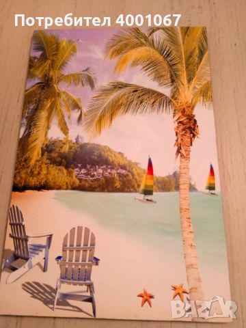 картина пано с екзотичен плаж,  върху дървена плоскост, снимка 3 - Картини - 45560798
