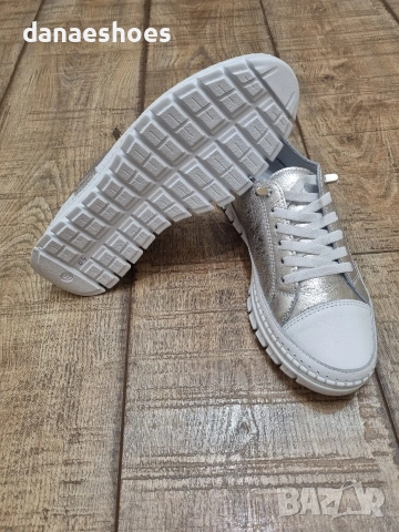 Дамски кецове от естествена кожа в сребристо , снимка 4 - Дамски ежедневни обувки - 53890481