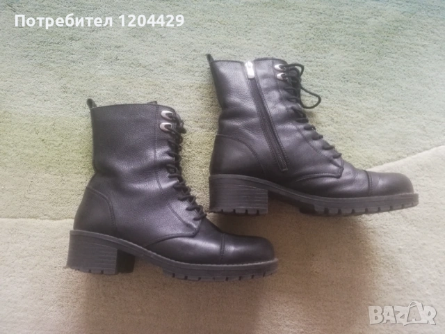 Дамски боти тип кубинки, естествена кожа, 37 номер