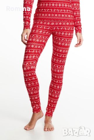Червена коледна дамска пижама  със снежинки, снимка 4 - Пижами - 45664529