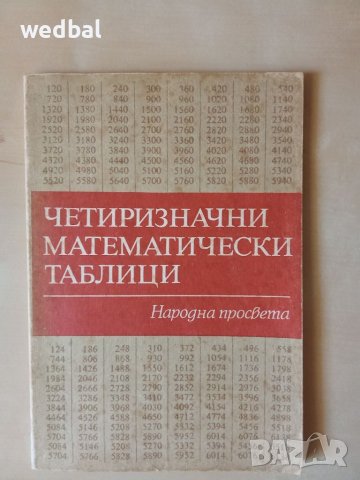 Четиризначни математически таблици , снимка 1 - Учебници, учебни тетрадки - 46705679