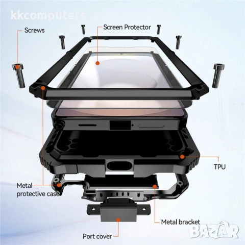 R-JUST удароустойчив влагоустойчив калъф с метална стойка и протектор за Samsung Galaxy S26 Ultra, снимка 7 - Калъфи, кейсове - 53705485