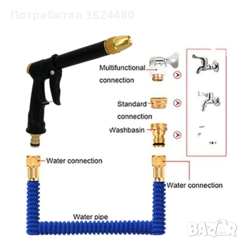 Маркуч за поливане и миене – разтегателен 4517, снимка 2 - Напояване - 52648430