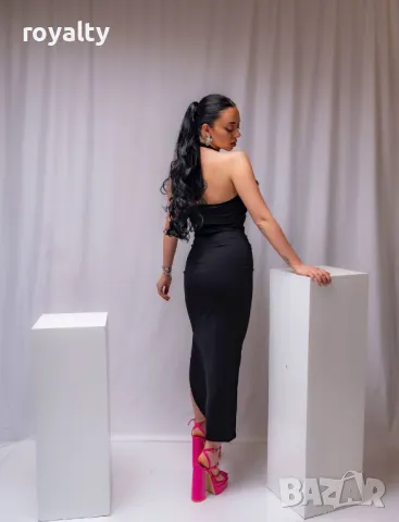 Дълга стилна черна дамска рокля , снимка 2 - Рокли - 50049136