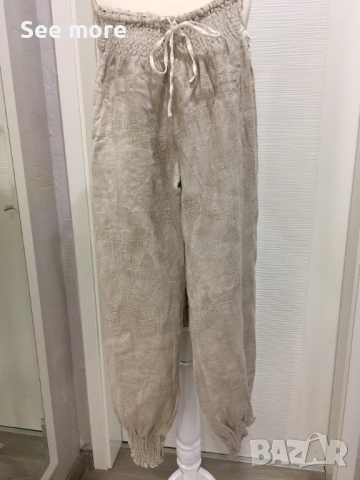 Mastro Moda 100% лен флорален панталон М, снимка 4 - Панталони - 54208506