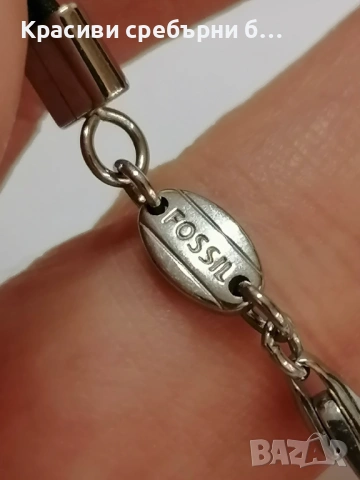  Fossil комплект колие и обици, кожа и стомана, снимка 7 - Бижутерийни комплекти - 53635909