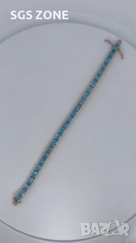 Сребърна тенис гривна с TOPAZ SWISS с фантастична шлифовка, снимка 4 - Гривни - 51264443