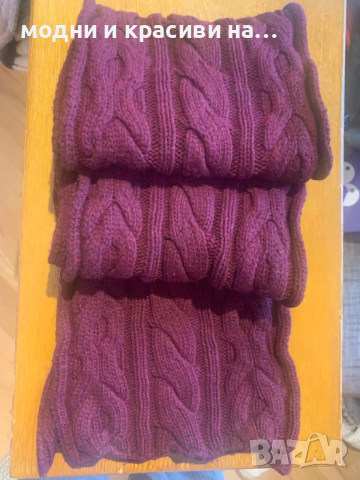 Шал плетиво в цвят бордо, състав вълна, снимка 6 - Шалове - 53306328