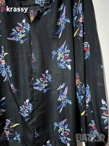 Страхотна голяма дамска блуза на цветя (размер 2ХЛ), снимка 2 - Блузи с дълъг ръкав и пуловери - 53180213