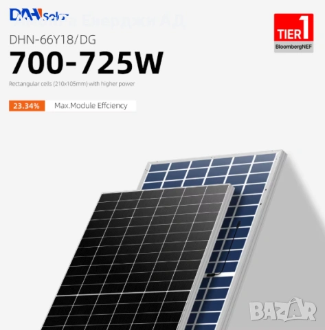 Соларен панел DAH Solar DHN-66Y18/DG 700W, двулицев N-Type TOPCon , снимка 4 - Друга електроника - 54035490