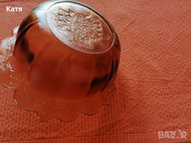Винтидж преливаща кехлибарена купа, снимка 5 - Чинии - 50838491