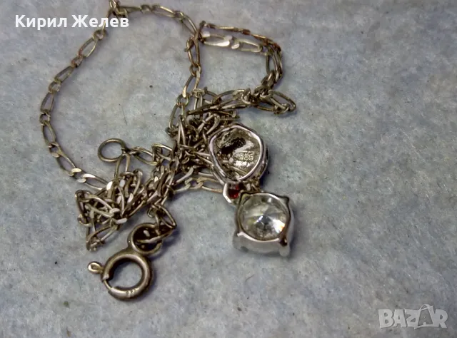 ФИНО СРЕБЪРНО ЛАНЧЕ СРЕБРО 925 с ПОСРЕБРЕНА АРТ ВИСУЛКА от БЛАГОРОДНА СТОМАНА с ИСКРЯЩ ЦИРКОН 20559, снимка 2 - Колиета, медальони, синджири - 49757308