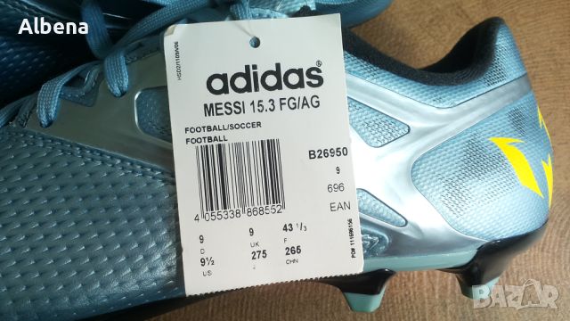 Adidas MESSI 15.3 Blue FG/AG Matte Ice Metallic Football Boots EUR 43 1/3 / UK 9 бутонки 212-14-S, снимка 12 - Спортни обувки - 46526891