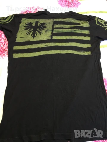 Мъжка тениска Affliction American Customs Black & Green Skull, снимка 4 - Тениски - 50872727