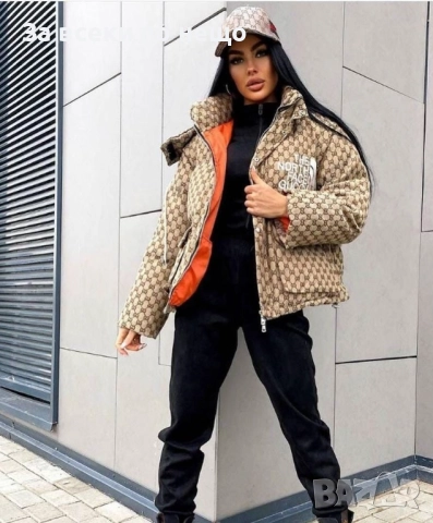 The North Face Gucci Дамско Бежово Зимно Яке Дъ Норт Фейс Гучи Код P1514, снимка 9 - Якета - 52339067
