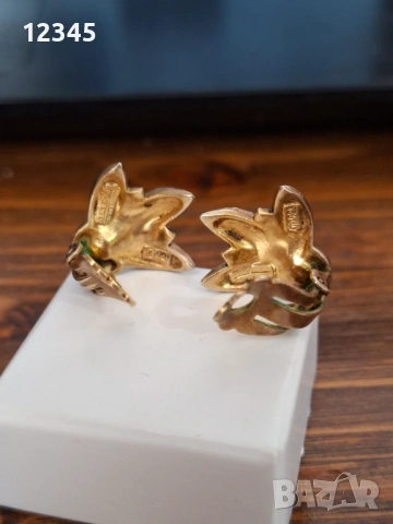 Оригинални маркови позлатени сребърни обеци с маркизати и перли " Fahrner", снимка 4 - Обеци - 54075048