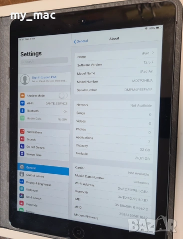 Apple iPad Air 9.7 WiFi 32GB 4G A1475 , снимка 13 - Таблети - 53829074