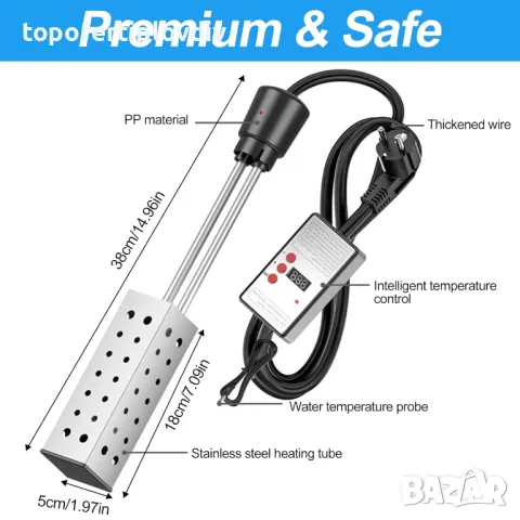 Бързовар /нагревател за вода Immersion 2500W Water Heater with 304, снимка 3 - Кани - 49673684