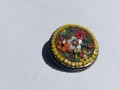  Стара мозаечна брошка,винтидж флорална тема, снимка 5