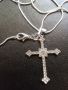 Сребърен кръст с кристали , снимка 1 - Колиета, медальони, синджири - 45918598