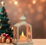 Бял Коледен LED фенер с топла светлина, снимка 7