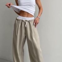 Дамски панталон с висока талия и широки крачоли , снимка 1 - Панталони - 45647019