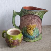 Стара троянска керамична кана и чаша, снимка 1 - Антикварни и старинни предмети - 45155465