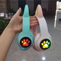 Котешки детски слушалки, Безжични, LED цветни светлини, снимка 15 - Слушалки и портативни колонки - 45521025