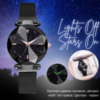 Луксозен дамски часовник „звездно небе“ тип гривна. Цветове - черен!, снимка 5 - Дамски - 45840733