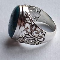 Красив сребърен пръстен с Тюркоаз , снимка 4 - Пръстени - 45113388