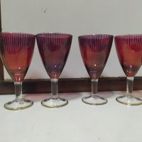 Стари соц чаши за ракия от цветно стъкло,  тънкостенни , снимка 7 - Чаши - 45405362