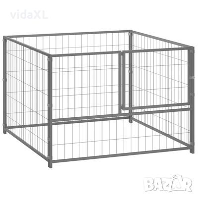 vidaXL Клетка за кучета, сребриста, 100x100x70 см, стомана（SKU:150792, снимка 1