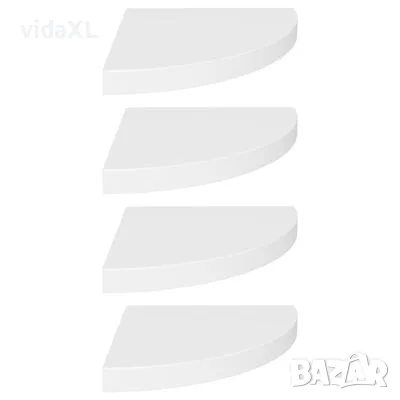 vidaXL Окачени ъглови рафтове, 4 бр, бели, 35x35x3,8 см, МДФ(SKU:323918), снимка 1