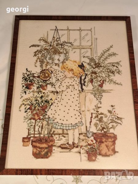 гоблен дете с цветя  7/1, снимка 1