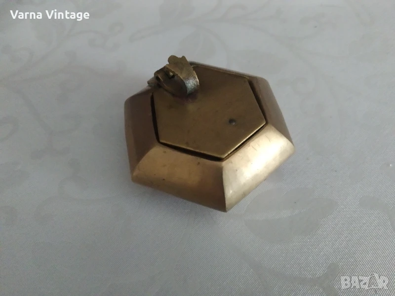 Стар месингов джобен пепелник, снимка 1