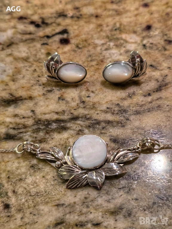 Изящен комплект от сребро със седеф, снимка 1
