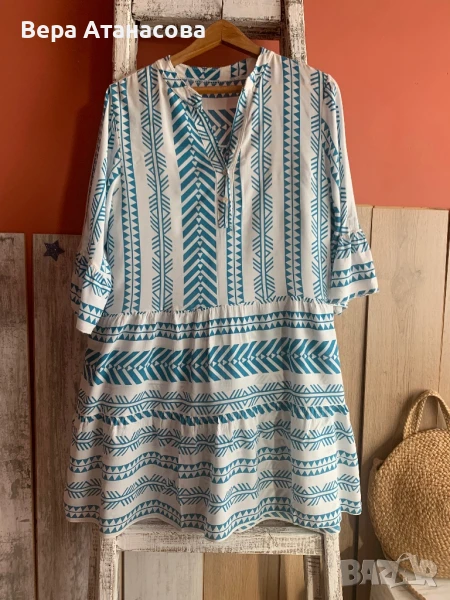 🩵🩵🩵 Разкроена кукленска рокля в тюркоаз👟 м/л/хл🧚🏻, снимка 1