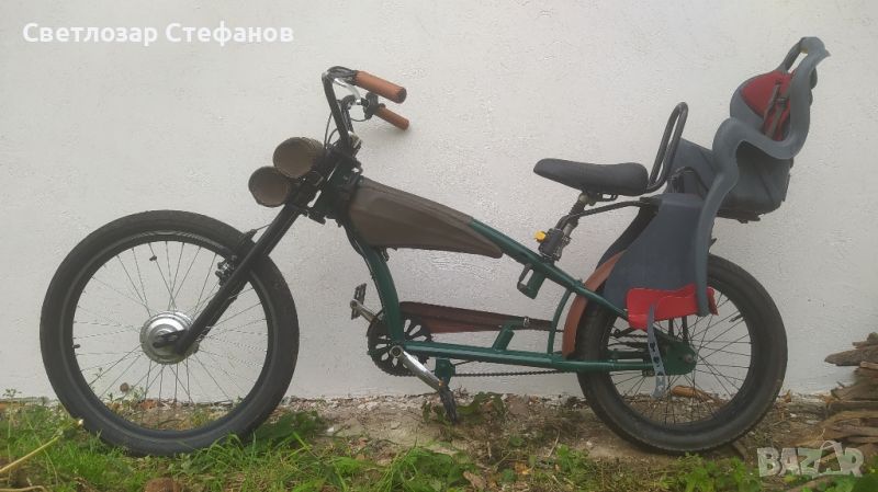 Електрически чопър велосипед 36/48v, 12Ah с газ и детска седалка, снимка 1