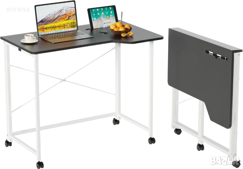 Сгъваемо бюро с колелца, компютърна маса с отделения за карти 18, снимка 1