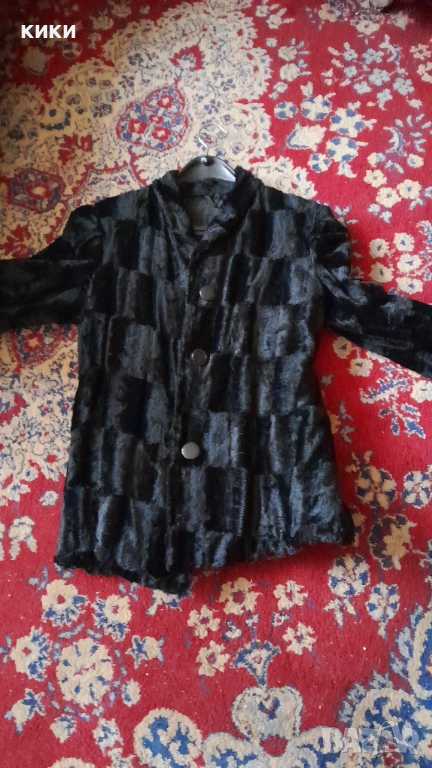 Дамско черно палто ЕКО кожа/косъм/, снимка 1