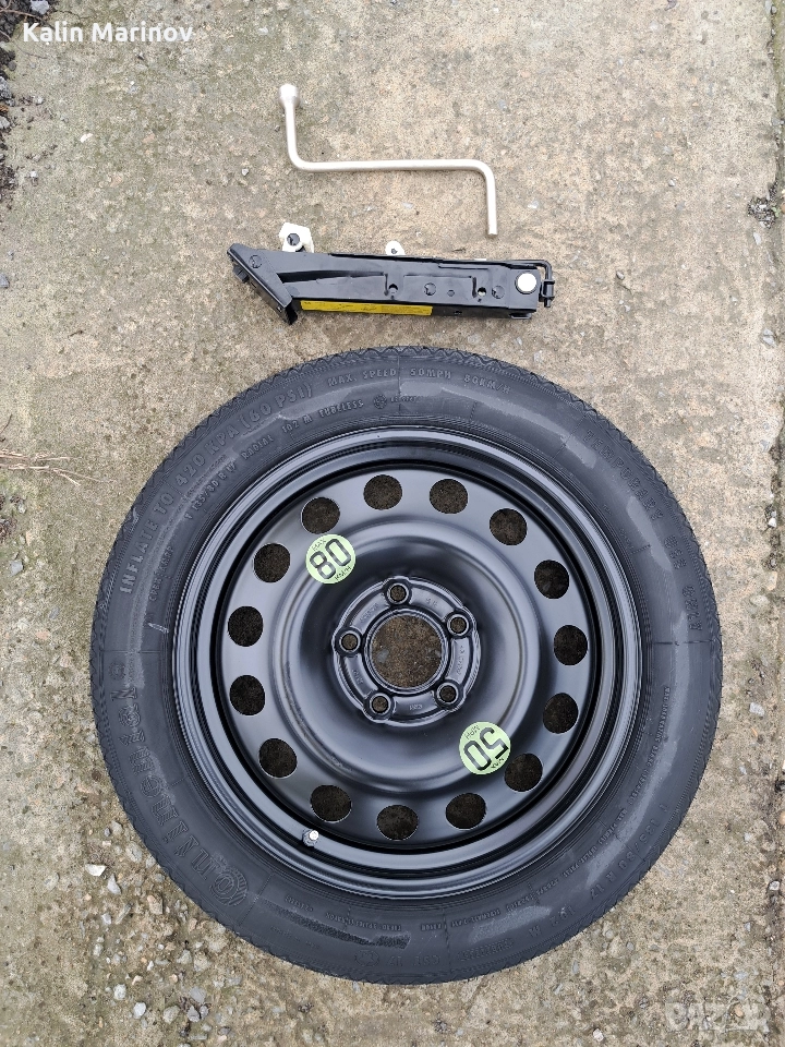 резервна гума патерица 5х120 17 цола със крик и ключ, снимка 1